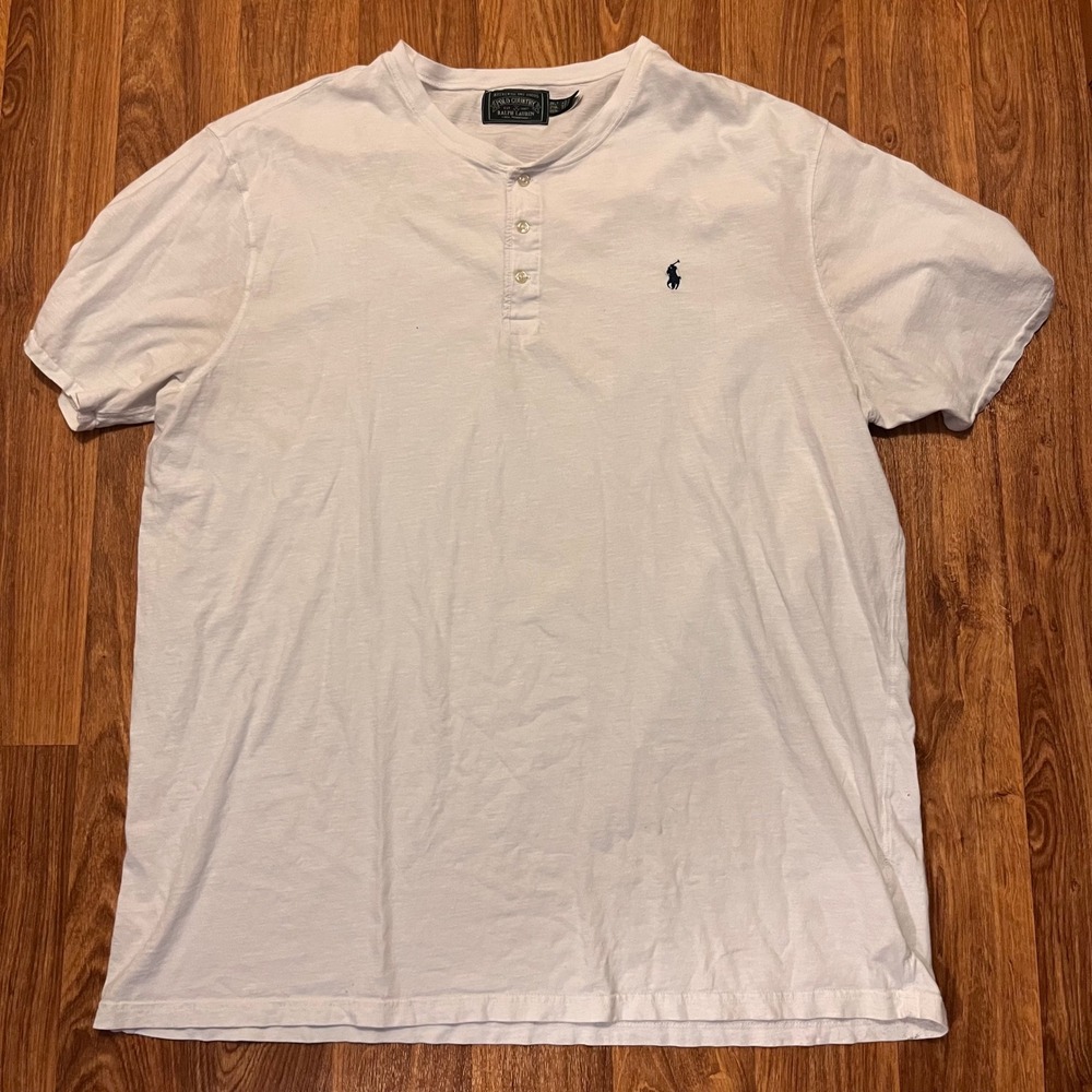 Polo Country Ralph Lauren Henley Shirt Mens 2XLT White Short Sleeve Slub Cotton